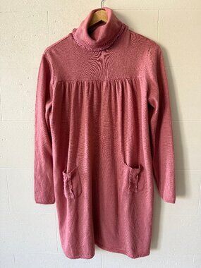 April Cornell | Vintage Pink Coquette Tunic Dress Turtleneck Lace | Large